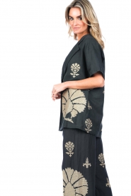 Greek Archaic Kori |  Linen blouse Bodhi | black  | Picture 5