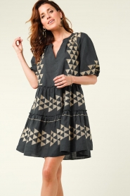 Greek Archaic Kori |  Linen dress Sophia | black  | Picture 2