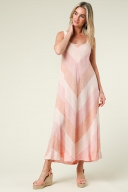 Greek Archaic Kori |  Linen dress Bo | pink  | Picture 6