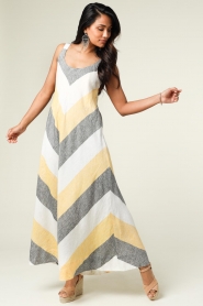 Greek Archaic Kori |  Linen dress Bo | yellow  | Picture 5