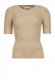 Silvian Heach |  Ribbed tricot top Owari | beige  | Picture 1
