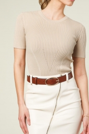 Silvian Heach |  Ribbed tricot top Owari | beige  | Picture 9