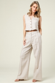 Silvian Heach |  Linen pleated trousers Alessia | beige  | Picture 3