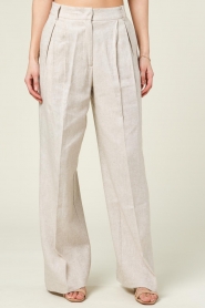 Silvian Heach |  Linen pleated trousers Alessia | beige  | Picture 4