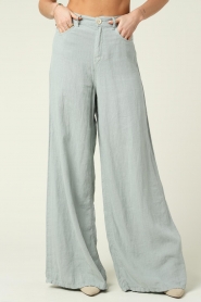 Lois Jeans |  Linen wide leg pants Marlene | green  | Picture 4