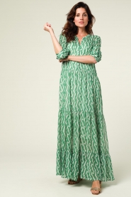 Lollys Laundry |  Maxi dress with lurex Nee | green  | Picture 6