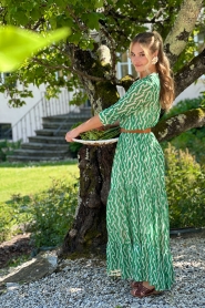 Lollys Laundry |  Maxi dress with lurex Nee | green  | Picture 2