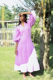 Antik Batik |  Crêpe maxi dress Yvonne | lilac  | Picture 2
