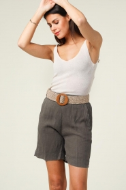 Knit-ted |  Linen shorts Karmen | gray  | Picture 7