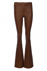 STUDIO AR | Stretchleren flared broek Jaela | camel