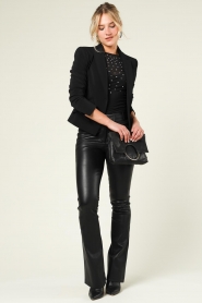 STUDIO AR |  Stretch leather flared pants Jaela | black  | Picture 3