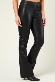 STUDIO AR |  Stretch leather flared pants Jaela | black  | Picture 5