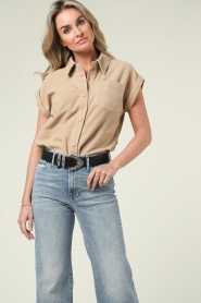 Alter Ego :  Suede blouse Mia | beige - img2