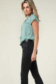Suncoo |  Blouse with lace sleeve Linoa | green  | Picture 7