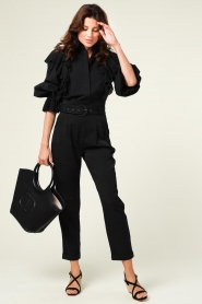Suncoo |  Belted trousers Jake | black  | Picture 3