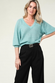 Dante6 |  V-neck alpaca sweater Rhoda | green  | Picture 5