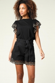 Twinset |  Poplin top with lace Filou | black  | Picture 6