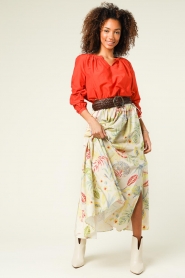 Twinset |  Lose fitted skirt with print Fleur | green  | Picture 6