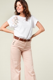 Twinset |  T-shirt with embroidery Ines | white  | Picture 2