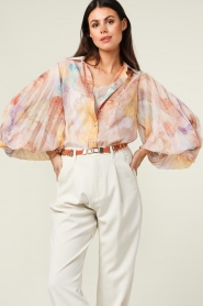 Kocca |  Transparant blouse Braxin | pink | Picture 4