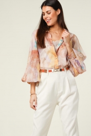 Kocca |  Transparant blouse Braxin | pink | Picture 5