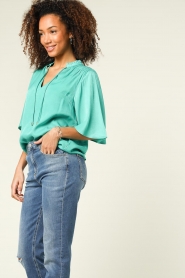 Freebird |  Stand-up-neck top Sun | green  | Picture 7
