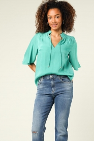 Freebird |  Stand-up-neck top Sun | green  | Picture 2