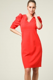 Aaiko |  Dress with puff sleeves Lora | red  | Picture 4