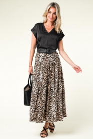 Lollys Laundry |  Skirt with leopard print Sunset | black  | Picture 2