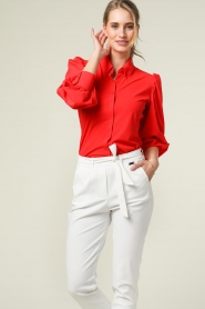 D-ETOILES CASIOPE |  Travelwear blouse with puff sleeves Doris | red  | Picture 2