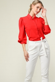 D-ETOILES CASIOPE : Travelwear blouse met pofmouwen Doris | rood  - img7