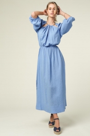 Second Female |  Crêpe maxi dress with cut-outs Musselin | blue  | Picture 4