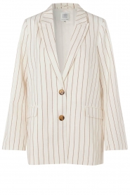 Second Female |  Striped linen blazer Spigato | natural  | Picture 1