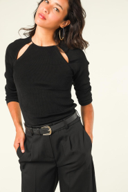 Copenhagen Muse |  Tricot top with cut-outs Natacha | black  | Picture 5