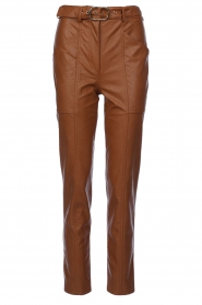 Twinset |  Leather trousers with belt Minou | camel  | Picture 1