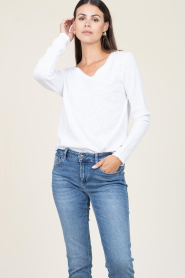 American Vintage |  Basic V-neck T-shirt Sonoma longsleeve | white  | Picture 3