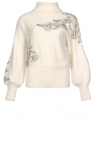 Twinset |  Knitted sweater with lace | natural  | Picture 1