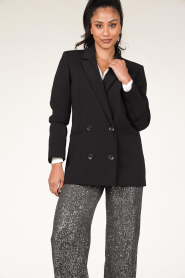 Patrizia Pepe | Double-breasted blazer Sofia | zwart  | Afbeelding 4