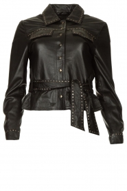 Ibana |  Leather jacket with studs Jannice | black  | Picture 1
