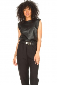 Ibana |  Leather top with shoulder padding Trixy | black  | Picture 4