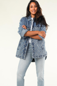 Liu Jo |  Jeans jacket with strass Donya | blue  | Picture 2