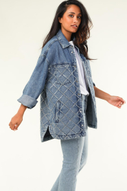 Liu Jo |  Jeans jacket with strass Donya | blue  | Picture 5