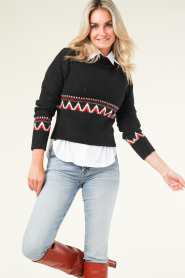 Silvian Heach |  Soft turtle neck sweater with aztec print Denise | black  | Picture 5
