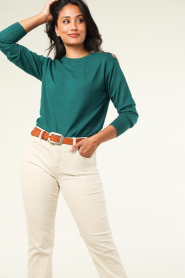 Silvian Heach |  Tricot sweater with golden buttons Alice | green   | Picture 5