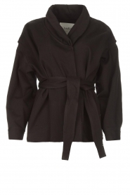 ba&sh |  Cotton jacket with waistbelt Lost | black | Picture 1