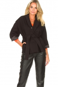 ba&sh |  Cotton jacket with waistbelt Lost | black | Picture 4