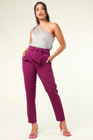 Silvian Heach |  Trousers with bow belt Verla | purple  | Picture 2