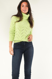 Kocca |  Ajour knitted sweater Derlew | green  | Picture 4