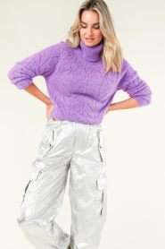 Kocca |  Ajour knitted sweater Derlew | purple  | Picture 5
