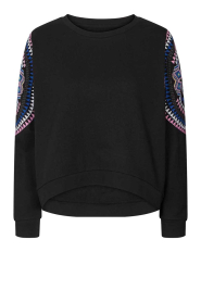 Lollys Laundry |  Sweater with embroidered details Tessa | black  | Picture 1